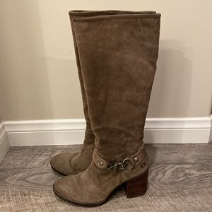 Born Brown Suede Heeled Knee Boots